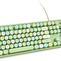 KNOWSQT Wired Computer Keyboard - Green Colorful Full-Size Round Keycaps Typewriter Keyboards for Windows, Laptop, PC, Desktop, Mac-13