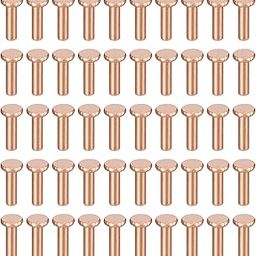 uxcell 200Pcs Copper Solid Rivets, 1/8" x 25/64" Flat Head Rivet Metal Fasteners for Electrical Applications, Leather Working Supplies-picture-15