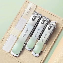 SAMEZONE 4 Pcs Nail Clippers Set, Sharp Stainless Steel Cutter for Thick Finger Nail, Professional Grooming Kits, Large Toe Nail Clippers Kit, Travel Nail Kit Perfect Gifts for Women and Men (A)-28