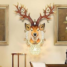 Solo Decor Resin Deer Head Mounted Antique Decorative Wall Scone Light Lamp for Living Room,Bedroom and Office Wall Decoration (White)-image-11