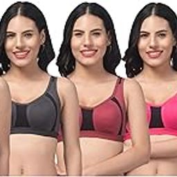 Combo Set Womens Non Padded Sports Bra Solid Casual Regular Wear Cotton Multicolour (Set of - 5)-image-69
