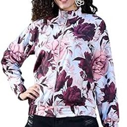 Multicolor Floral Print Women's Jacket- Polyester Fashion Jacket, Full Sleeve Jacket, (11116)-image-49