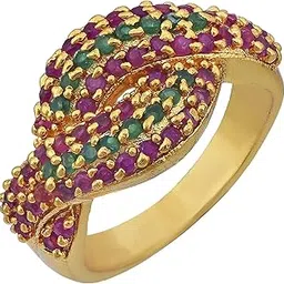 memoir Gold plated designer Faux Emerald & Burma Ruby,Stylish Fashion finger ring for Women-picture-12