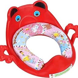 FLIPZON Premium Baby Cushioned Potty Seat With Easy Grip Handles And Comfortable Seat/Toilet Seat With Handle For Kids/Suitable For Baby Boy/Girl (Red) - Plastic-image-12