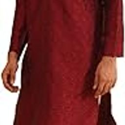 (Since 1958 Men's Silk Blend Paisley Maroon Kurta with Gold Dhoti Set-picture-42