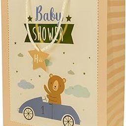 Baby Shower Party Favor Bag – Bear in Car Illustration || Christening and Baby Shower Party Favors || Large Set Of 3-image-87