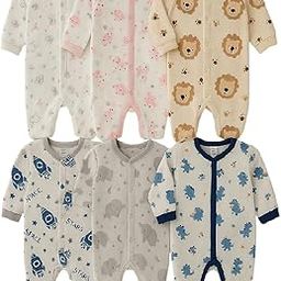 Unisex Baby Footed Sleepsuits | Long Sleeve Footed Sleepsuits | Cotton Rompers with Animal Prints | Long Sleeve Bodysuits-image-22