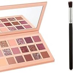 GLOW FIRST Eyeshadow Palette 18 Color Makeup Palette Highlighters Eye Make Up Women's Nude Eyeshadow Palette & Rosegold Eyeshadow Easily Blendable Eye Metallic Finish 4 Pc Makeup Brush Set Combo-53