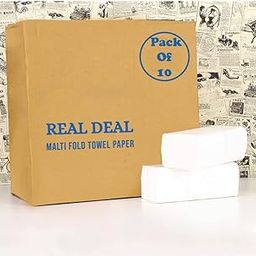 Real Deal | High Absorbent 1500 Sheets | Pack of 10 M Fold Tissue Paper | White Folded Towel Sheets 22.3 X 20.4 cm | 34 Gsm | Pure White-8