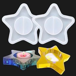 SNOOGG Star Tealight Candle Holder Mold, Candle Stick Silicone Resin Silicone Mold, DIY Cute Resin Epoxy Clay Craft Kit Pack-5-image-57