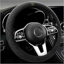 Bittwee Car Suede Steering Wheel Cover, Non-Slip Protector for Auto Steering Wheel with Grid of The Correction Marker, Breathable Universal Automotive Accessories, Fitting 14.5-15 inch-image-7