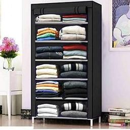 Shop 6 Rack Collapsible Wardrobe Cabinet (Black) Metal-14