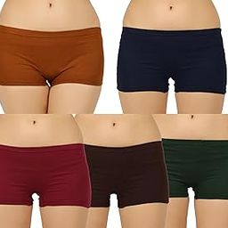 Multicolor Regular Cotton Normal Plain Boyshorts for Women (Pack of 5)-image-15