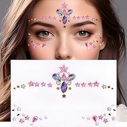Kesrinplus Face Gems Rhinestone Face Decoration Jewelry Stickers, Mermaid's Tears Makeup Stickers | Temporary Crystal Face Jewels for Festivals, Parties, and Raves (1-Set) Multicolor (C6)-15