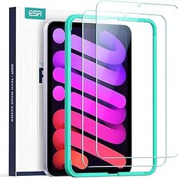 ESR 2 Pack Screen Protector for iPad Mini 7/A17 Pro, iPad Mini 7/6th Generation(2024/2021) 8.3 inch, Anti-Scratch Tempered Glass with Easy-Installation Frame, HD Clear, Support Apple Pencil Pro/USB-C-10