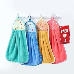 MAXOSHINE Kitchen Towel Microfiber Anti Bacterial Hand Towel Wash Basin Hanging Napkins Lint Free Kitchen Napkins (Multicolor Pack of 4)-18