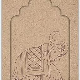 CRAFTEEZY® Royal Elephant Jharokha Premarked MDF Frame for DIY Art and Craft Work Home Decor Art Cutout (L x H 21 x 30 Cms)-image-68