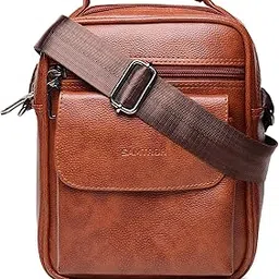 samtroh Vegan Leather Small Sling Bag for Men | Chest Slinger bag | Crossbody Bag| Side Bag Men | Mini Leather Slings | Corporate Gift Item | Passport Sling.-picture-47