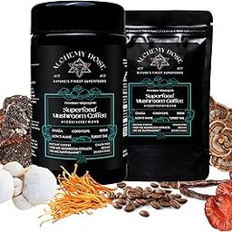 Alchemy Dose Mushroom Coffee 1000 MG MycoSynergy Blend with 100 MG SUNTHEANINE™ | Lions Mane, Reishi, Cordyceps, Chaga, Turkey Tail Mushroom Extracts with Coffee | Shroom Coffee (10 Servings ,BIOPHOTONIC UV GLASS JAR + FREE 5 SERVINGS DOSE BAG)-image-39