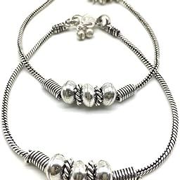 Digital Dress Traditional Authentic Fashionable Attractive Indian Style Alloy Metal Fancy Oxidised German Silver Plated Anklet Payal/Pazeb Comes Pair for Women and Girls Gift Jewellery (Pack of 2)-image-59
