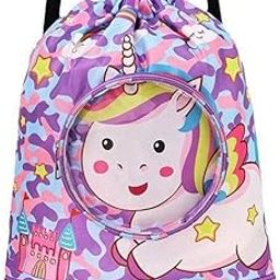 Kids Swimming Dry Wet Backpack | Waterproof Storage Bag | Portable Cartoon Print Separation Bag | Drawstring Pouch | For Clothes/Swimming Goggles | For Camping/Hiking (Pack of 1,Multicolor)-image-18