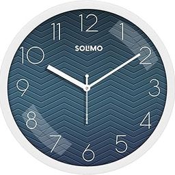 Amazon Brand - Solimo 11-Inch Classic & Modern and Stylish Silent Movement Wall Clock - White & Blue - Analog, Plastic-1