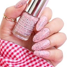 DeBelle Gel Nail Lacquer Inspiring Ira(Pink cookie crumble)| Non UV - Gel Finish |Chip Resistant | Seaweed Enriched Formula| Long Lasting|Cruelty and Toxic Free| 6ml-image-11