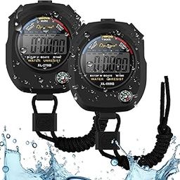 2 Pcs Stopwatch Timer Waterproof High Precision Sports Digital Multifunction Learning Timer Stopwatch Sport Referee Training 2 Date Display for Coaches with Strap and Battery (2 Pack)-image-27