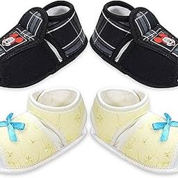 KIDSKA Cotton Booties for Baby Boys & Girls | Infant Shoes for 3 to 12 Months |Soft & No-Elastic Baby Footwear | Pack of 2-image-74
