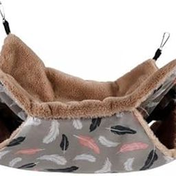 FABLOFT® 3xHamster Ferret Rat Squirrel Hammock Hang Cage Nest House Toy 20x20cm Brown-image-24