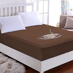 wellfit Premium 220 GSM Cotton Terry Single Size Waterproof Mattress Protector Single Bed | Elastic Fitted Style Water Resistant | Single Size (42x84 inch | 3.5x7 feet, Coffee)-image-0