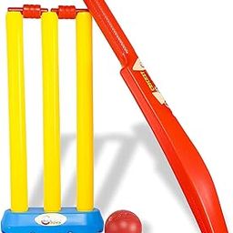 HS ENTERPRISE Plastic Cricket Bat and Ball Toy for Kids, Bat Ball Set for Boys and Girls, Plastic Bat Ball and Cricket Kit Set (Colors May Vary) (Kit no-2, Red)-image-97