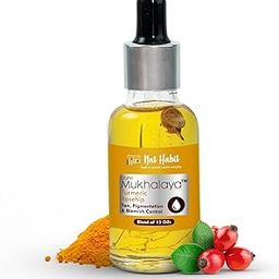 Nat Habit Turmeric Rosehip Mukhalaya Face Oil For Tan, Pigmentation & Blemish Control, with Blend of 13 Cold Pressed Oils, For Natural Face Care, No Mineral Oil or Chemical (15ml)-17