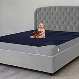 The Furnishing Tree Mattress Protector/Waterproof Bedsheet Size WxL 36x72 inches Single Bed One Unit Polyester Blue-image-35