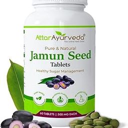 Attar Ayurveda Jamun Seed Extract tablet 500mg, 60 tablets | Beneficial in controlling Blood Sugar Levels, Boosting Digestion, Blood purification and Detoxification (Pack of 1)-31