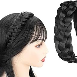 Headband Synthetic Hair Plaited Headband Braid Braided With Teeth Accessories for Women Girl Headbands Synthetic Hairpieces Hair Band Hair Hoop Hair Accessories (Black)-picture-15