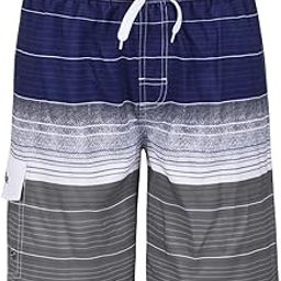 Men's Swimwear Quick Dry Striped Board Shorts-37