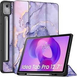 Robustrion Case for Lenovo Idea Tab Pro 12.7 inch Cover Case with [Pencil Holder] [Soft Flexible Case] for Lenovo Idea Tab Pro Cover 12.7 inch [Auto Sleep Wake Support] - Marble Lilac-image-46