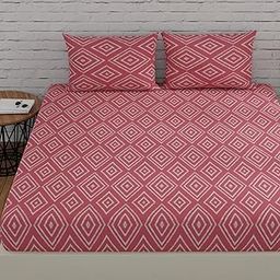 Huesland by Ahmedabad Cotton 144 TC King Size Bedsheet Cotton with 2 Pillow Covers | 108 by 108 inch | Peach Pink-picture-4