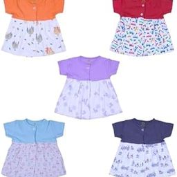 NAVYZONE Combo Packs Baby Girl Cotton Frock, (Regular, Pack of 5)-image-100