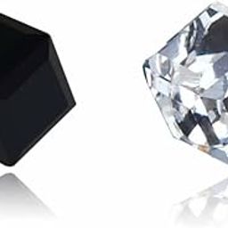 Clip-On Magnetic No-Piercing Required Cube Design Black And Clear Crystal Stud Earrings For Men And Women (ER2626) 2 Pcs-image-73