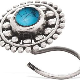 Peenzone 92.5-925 Sterling Silver Round-Shape Turquoise Cup-Setting Nose Pin Stud for Women Girls-image-30