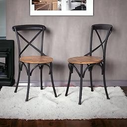 Kraft Bazaar Iron Frame and Solid Wood seat Corella Dining Chair | Chairs for Living Room | Set of 2-image-102