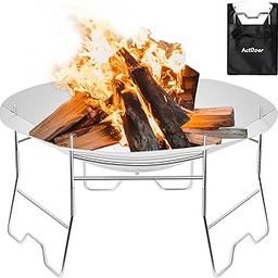 ActDoer Portable Outdoor Fire Pit - 17 inch Collapsible, Stainless Steel, Black, Round, Wood Compatible, Modern Style-image-8