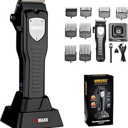 NG-2042 Ultra Premium Professional 7000 RPM 2 Speed Zero Gapped Hair Clipper Digital Display Metallurgy Blade 8 Guide Comb Taper Lever Adjustments Adaptor Charging Pod & Stand Runtime 240 min-24