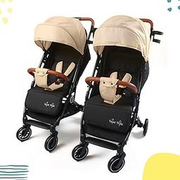 TwinsTribe Dynamic Duo: Detachable Twin Stroller | Pram - Crafted by Twin Parents, Effortlessly Shifts from Twin Stroller to Two Single Strollers, Ultra-Light, One-Hand Fold (Beige-Beige)-14