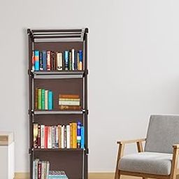 DECENT HUT Metal Open Bookshelf Brown 5 Shelves Multipurpose Home Decor Storage Rack Showcase Organizer for Living Room, Kitchen, Bedroom, Office-13