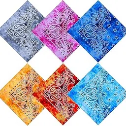 bismaadh 6 Colors Cotton Tie Dye Bandanas Classic Paisley Cowboy Handkerchiefs for Men and Women-picture-18
