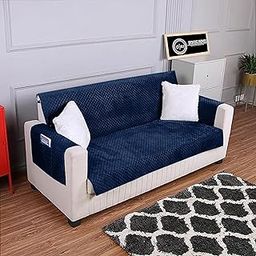 BEWISE HOMES Luxury Velvet Quilted Sofa Cover with Storage Pockets-Water-Resistant & Washable 2 Seater ||168(D) x 117(L) cm||Navy Blue-image-37