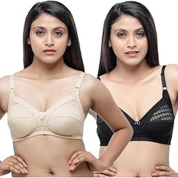 Women Girls Non-Padded Pack of 2 Bra in White & Black Color- Revelle - White/Black-image-33